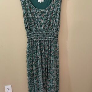 Floral Green Sleeveless Dress
